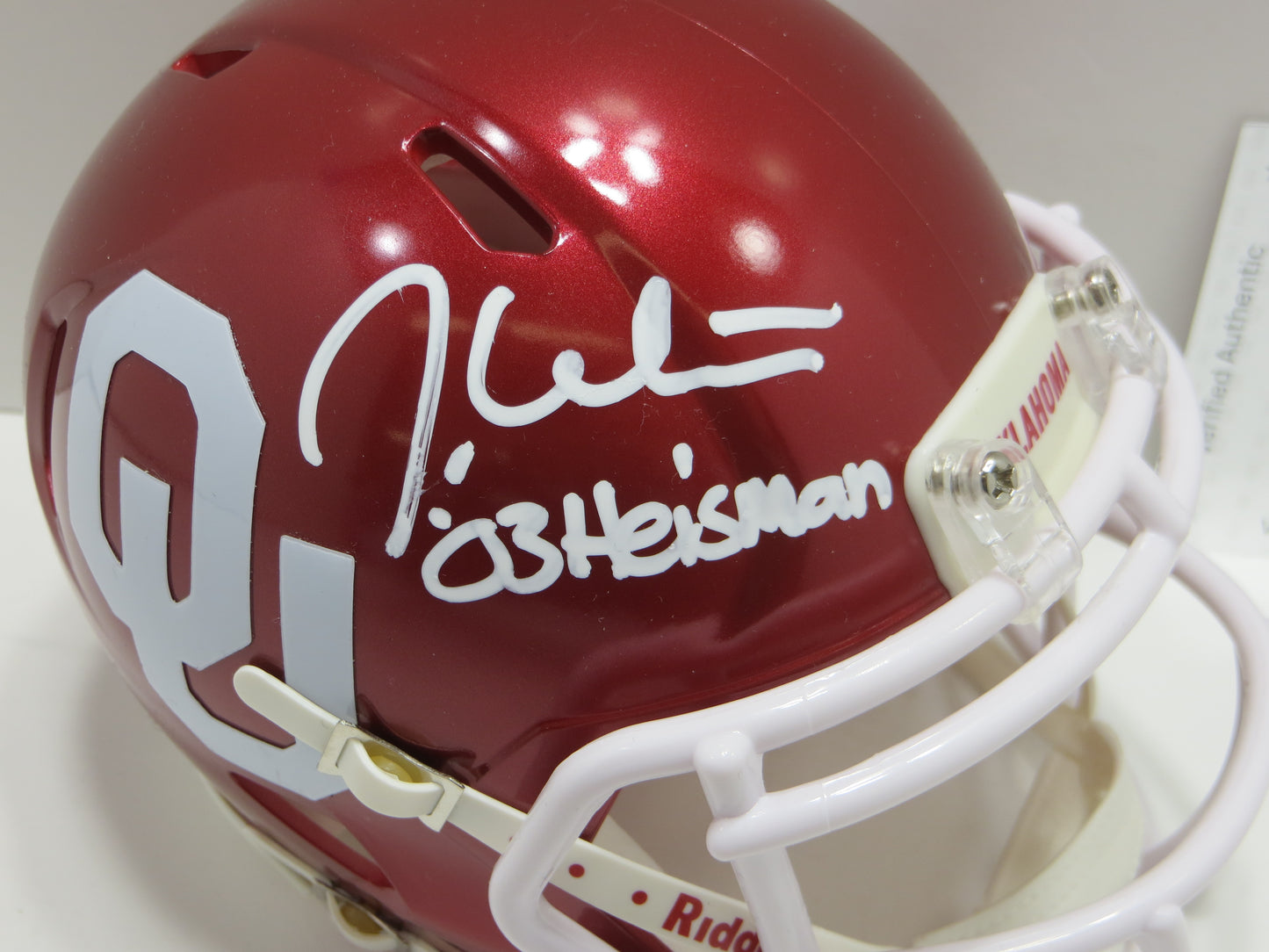 JASON WHITE SIGNED OKLAHOMA OU SOONERS MINI HELMET w03 Heisman BAS