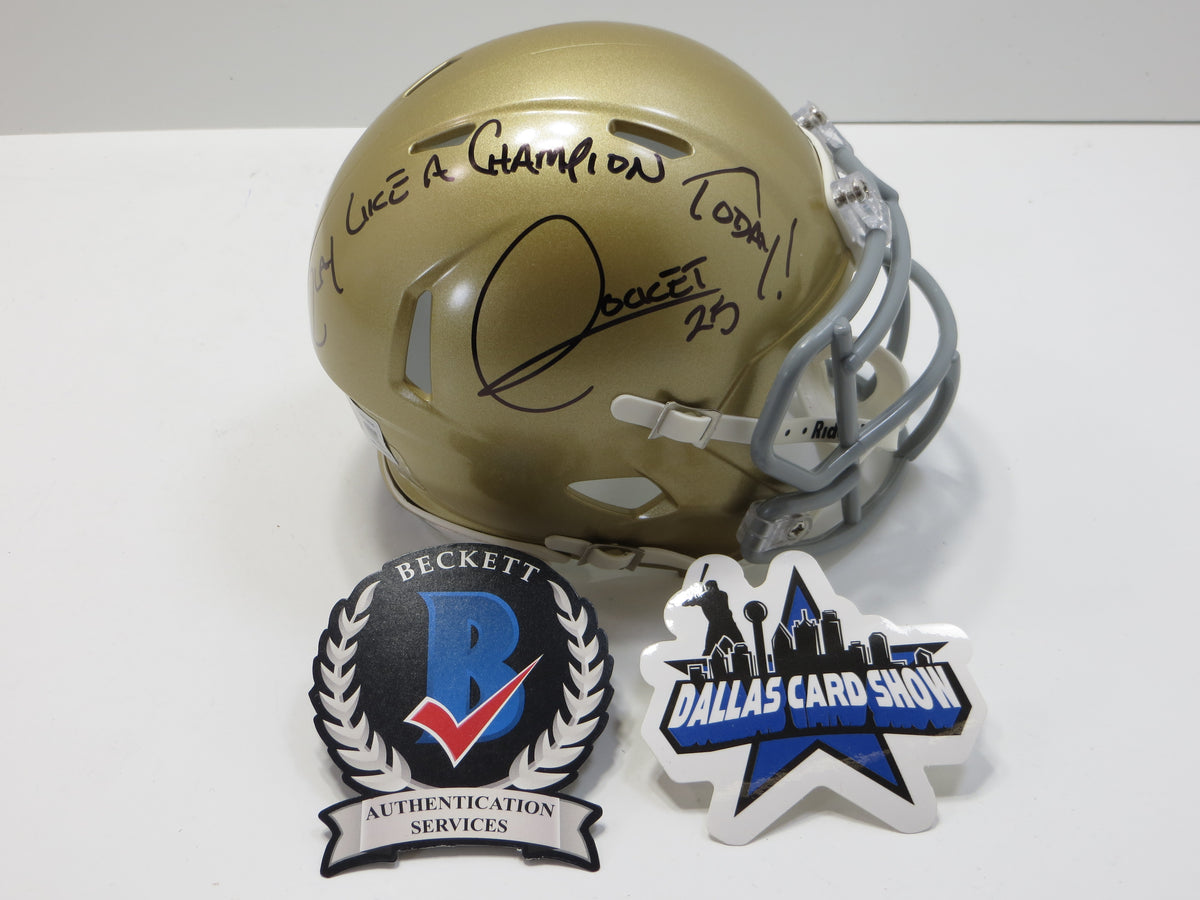 ROCKET ISMAIL NOTRE DAME FIGHTING IRISH SIGNED MINI HELMET wPLAYLIKEA BAS