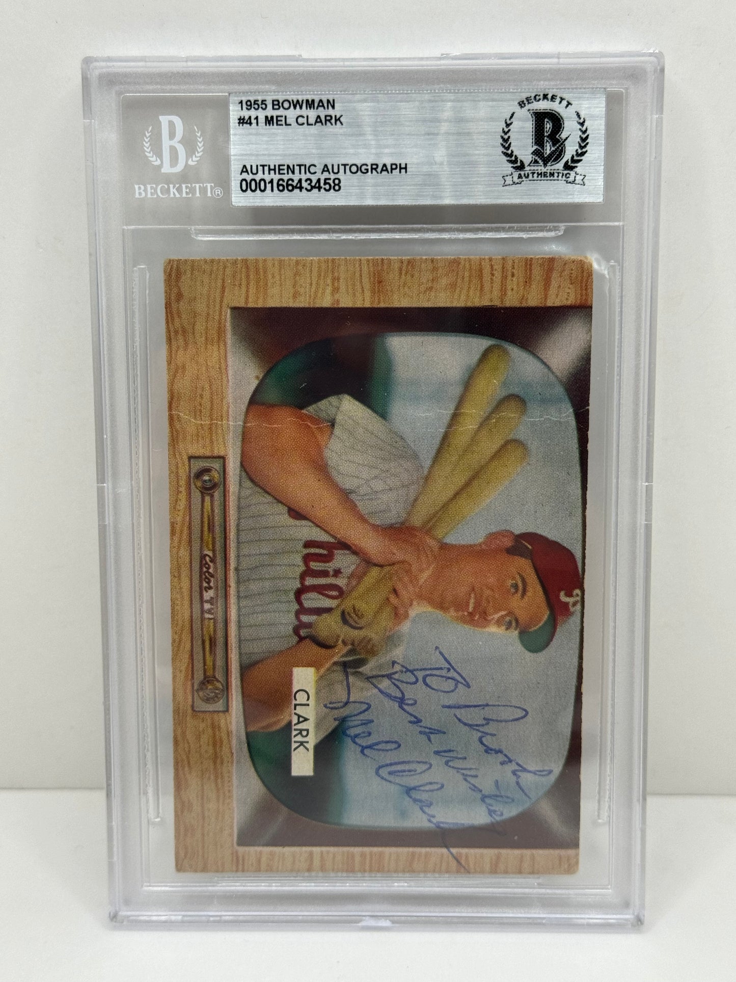 1955 Bowman Mel Clark #41 Auto Beckett Authentic Deceased in 2014