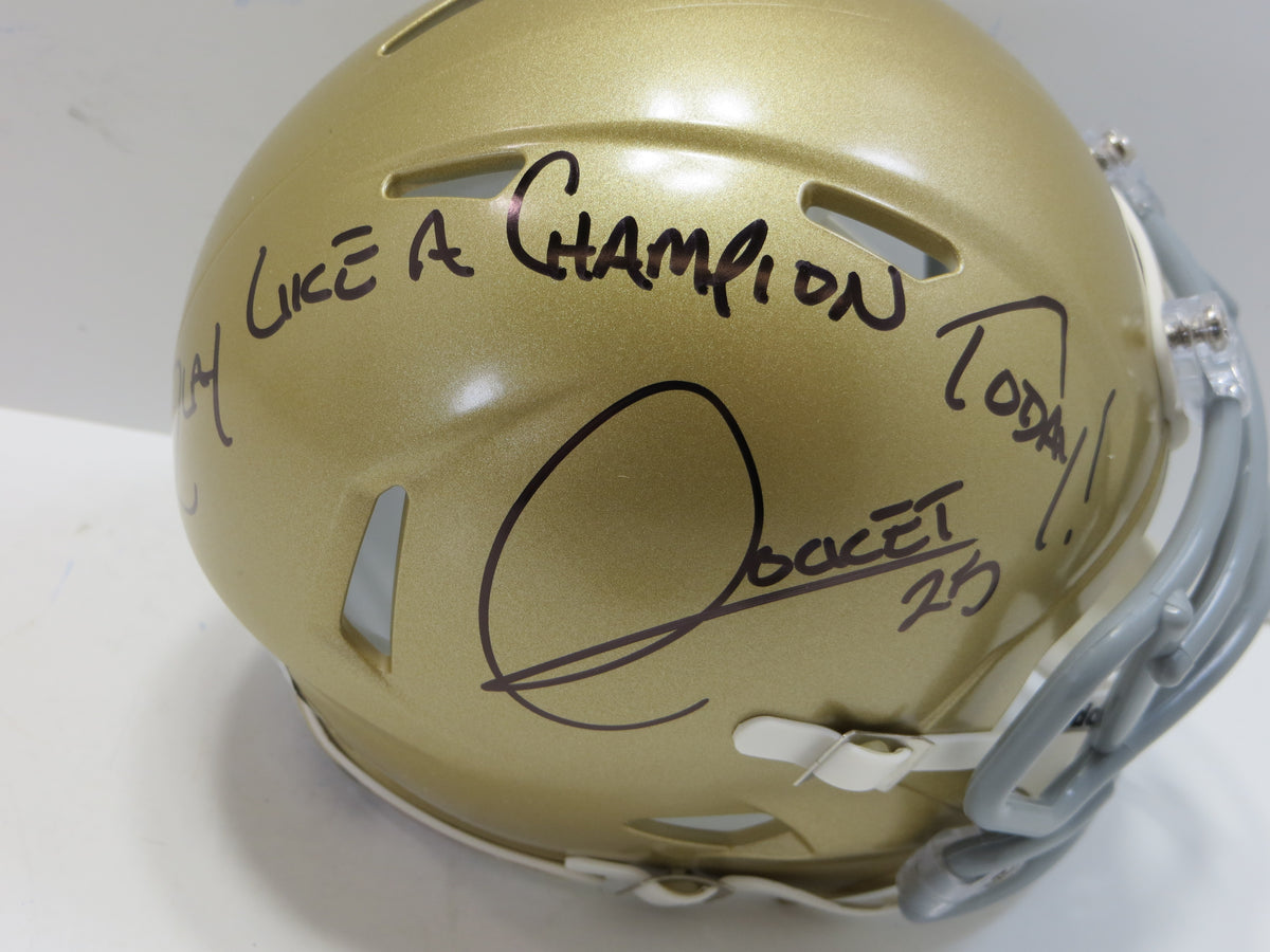 ROCKET ISMAIL NOTRE DAME FIGHTING IRISH SIGNED MINI HELMET wPLAYLIKEA BAS