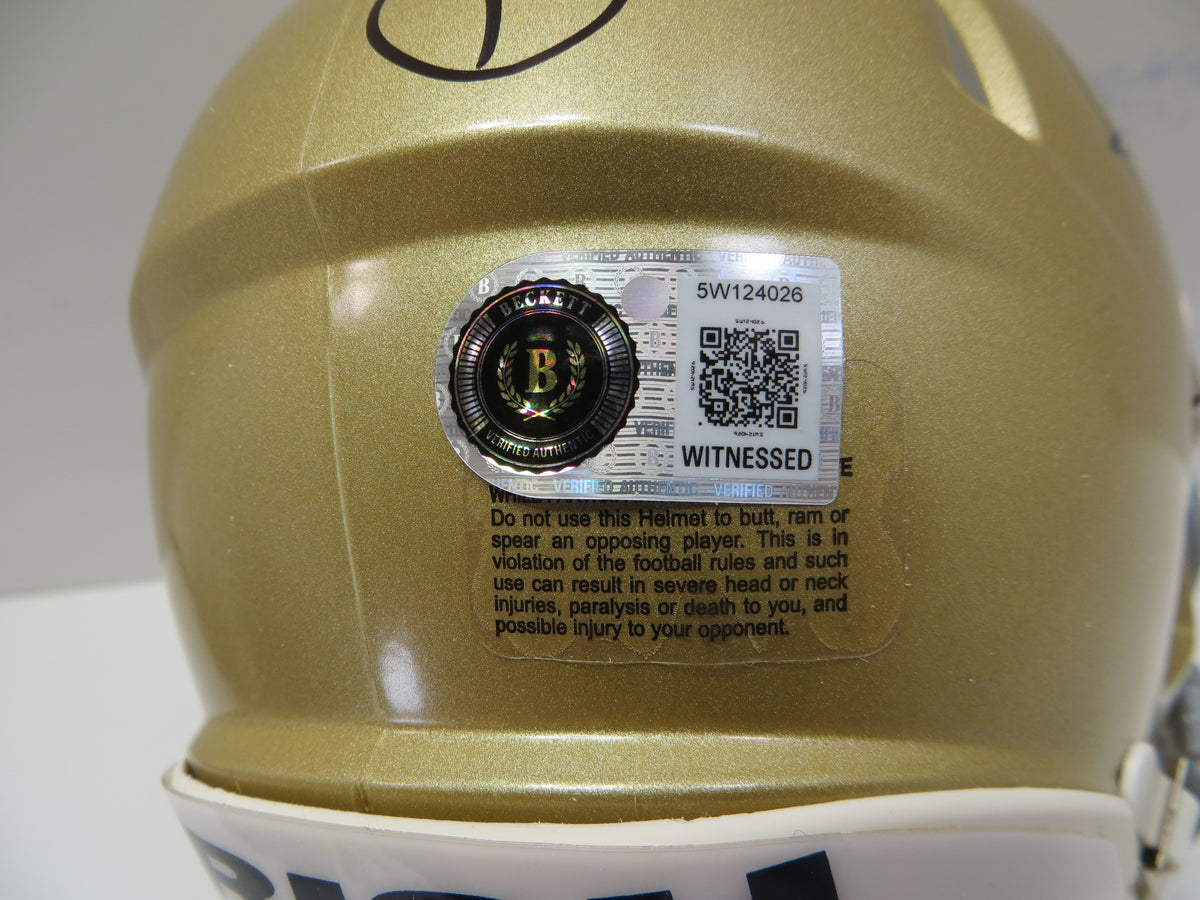 ROCKET ISMAIL NOTRE DAME FIGHTING IRISH SIGNED MINI HELMET wPLAYLIKEA BAS