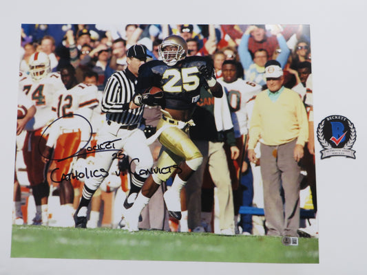 RAGHIB Rocket ISMAIL Notre Dame vs Miami SIGNED 16x20 Catholics v Convicts BAS