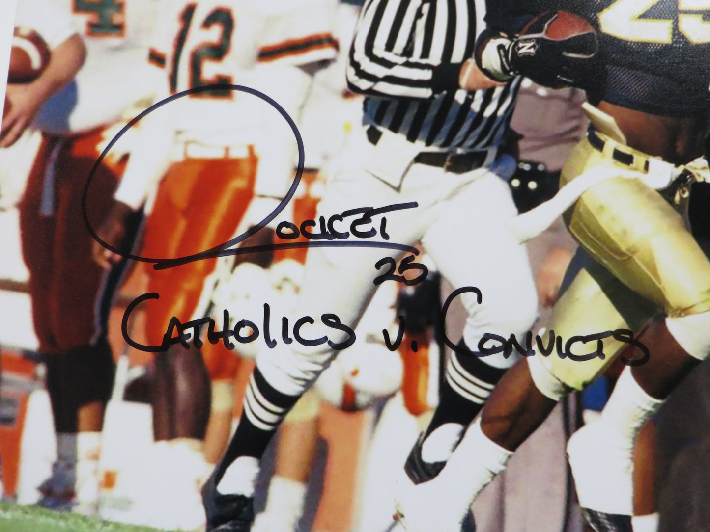RAGHIB Rocket ISMAIL Notre Dame vs Miami SIGNED 16x20 Catholics v Convicts BAS