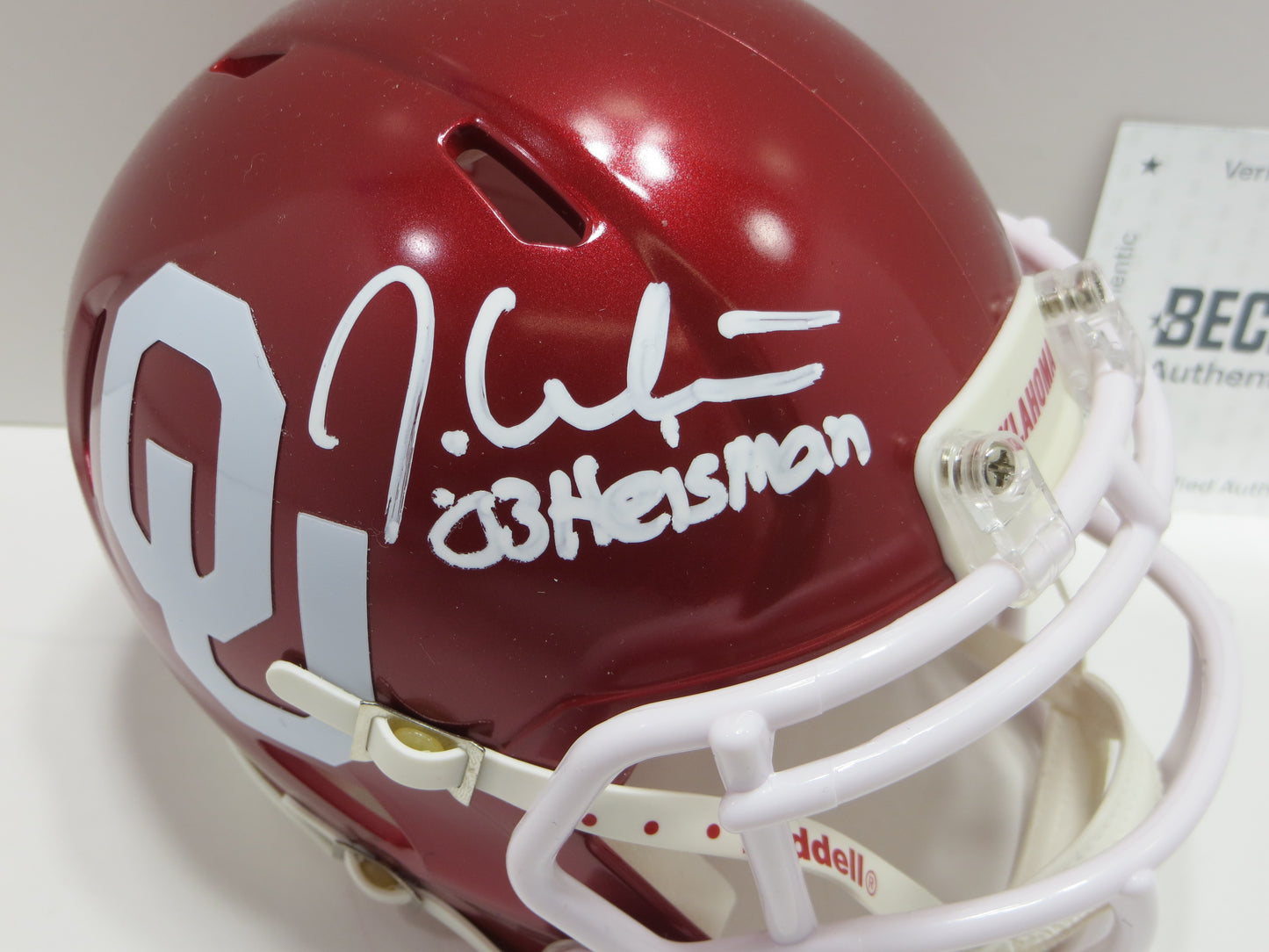 JASON WHITE SIGNED OKLAHOMA OU SOONERS MINI HELMET w03 Heisman BAS