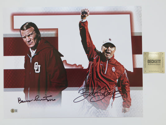 BARRY SWITZER BOB STOOPS OU SOONERS SIGNED State of Oklahoma 16x20 BAS