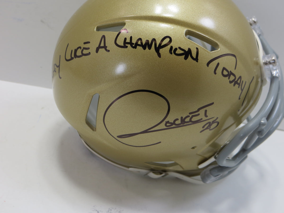 ROCKET ISMAIL NOTRE DAME FIGHTING IRISH SIGNED MINI HELMET wPLAYLIKEA BAS