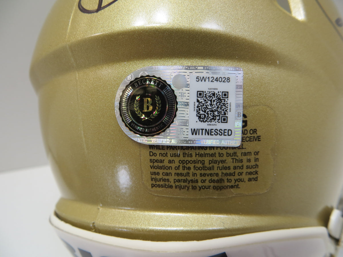 ROCKET ISMAIL NOTRE DAME FIGHTING IRISH SIGNED MINI HELMET wPLAYLIKEA BAS