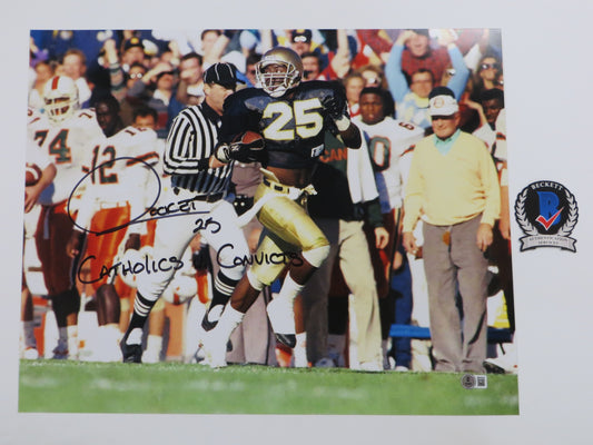 RAGHIB Rocket ISMAIL Notre Dame vs Miami SIGNED 16x20 Catholics v Convicts BAS