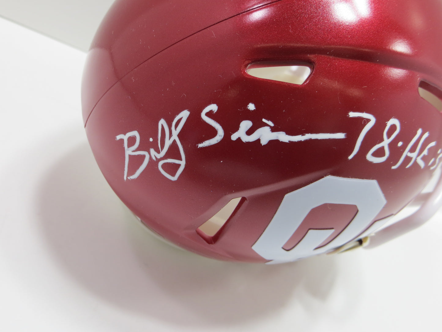 BILLY SIMS SIGNED OKLAHOMA OU SOONERS MINI HELMET w/HEISMAN BAS COA
