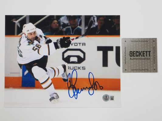 SERGEI ZUBOV DALLAS STARS SIGNED 8x10 Slap Shot PHOTO Soviet Union RUSSIA BAS