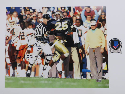 RAGHIB Rocket ISMAIL Notre Dame vs Miami SIGNED 16x20 Catholics v Convicts BAS