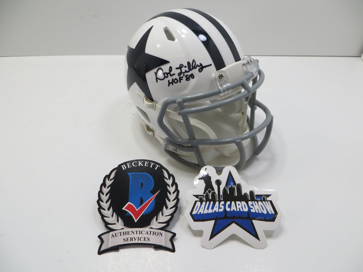 BOB LILLY DALLAS COWBOYS SIGNED Riddell Inaugural Season MINI HELMET TCU BAS