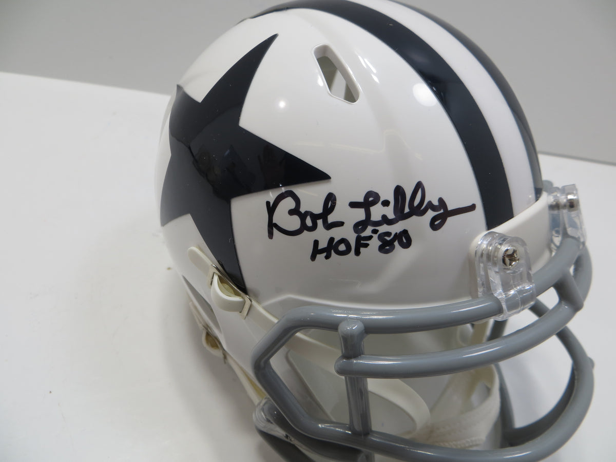 BOB LILLY DALLAS COWBOYS SIGNED Riddell Inaugural Season MINI HELMET TCU BAS