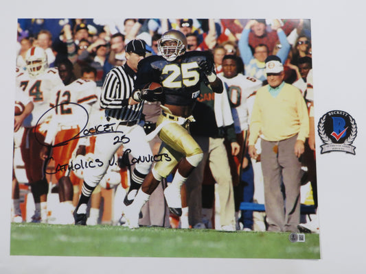 RAGHIB Rocket ISMAIL Notre Dame vs Miami SIGNED 16x20 Catholics v Convicts BAS