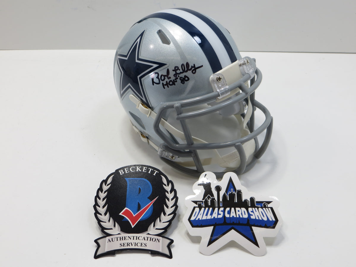 BOB LILLY DALLAS COWBOYS SIGNED Riddell MINI HELMET TCU BAS