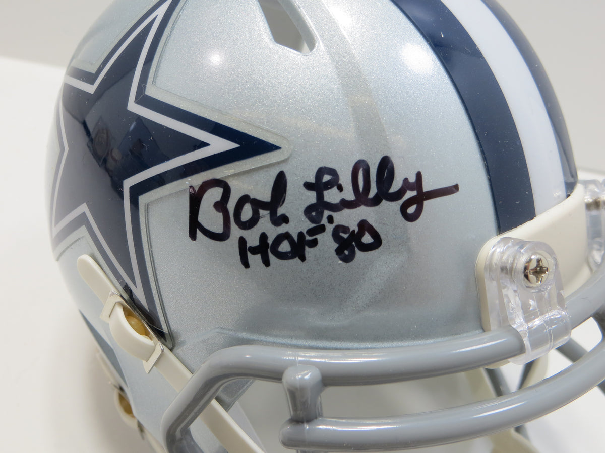BOB LILLY DALLAS COWBOYS SIGNED Riddell MINI HELMET TCU BAS