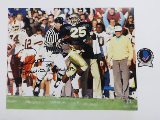 RAGHIB Rocket ISMAIL Notre Dame vs Miami SIGNED 16x20 Catholics v Convicts BAS
