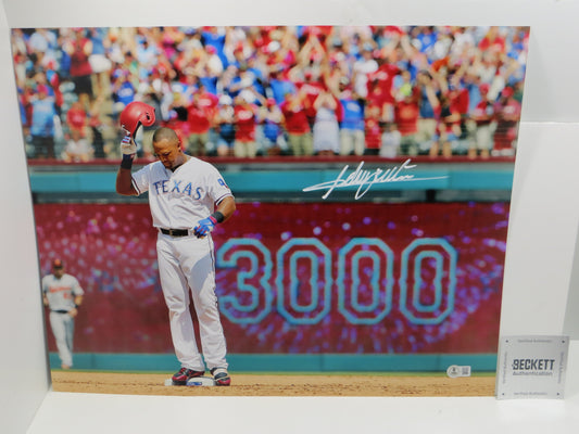 ADRIAN BELTRE Texas Rangers SIGNED 3000 HITS 16x20 PHOTO BAS COA