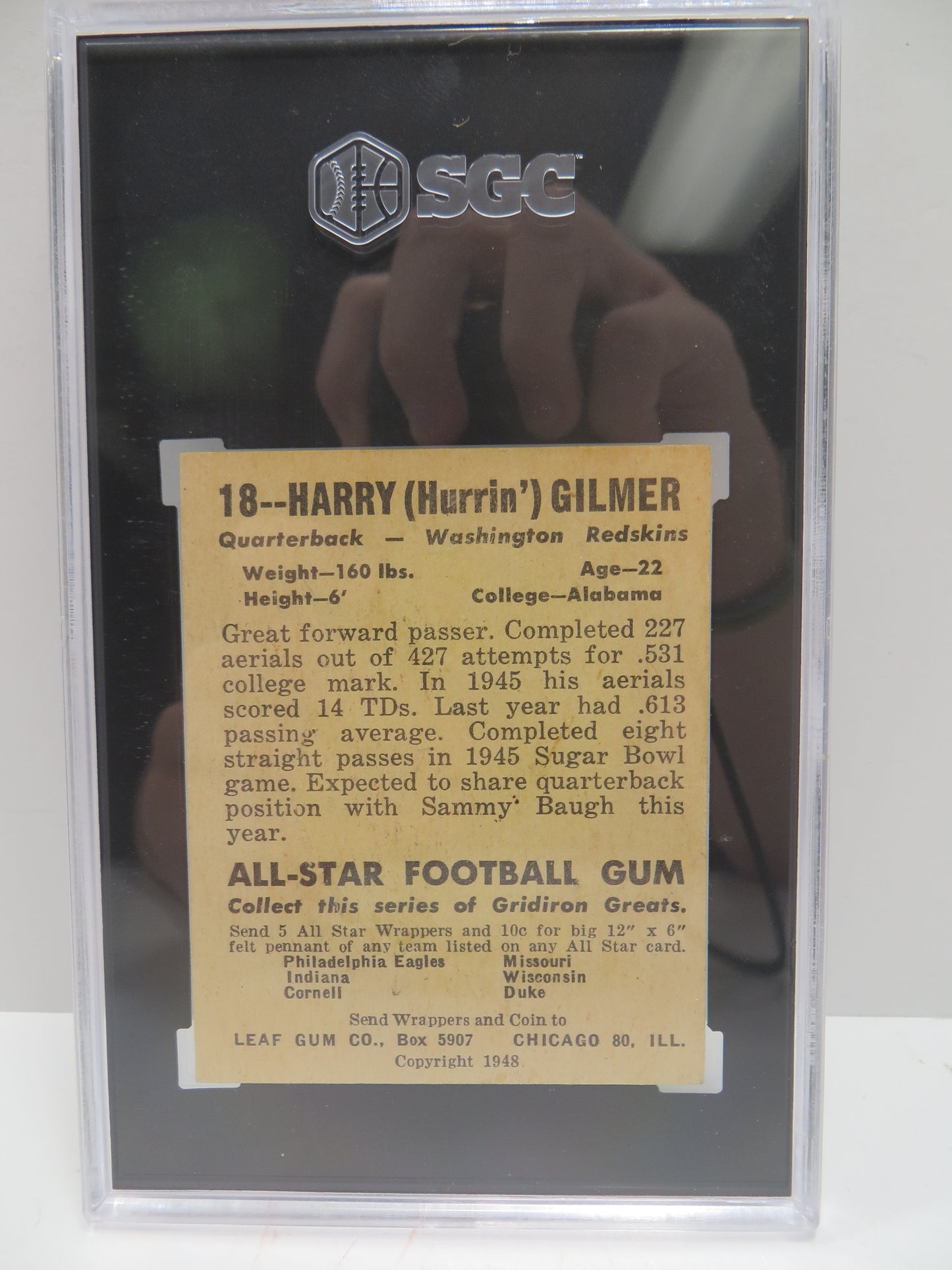 1948 Leaf Gum Co. Harry Gilmer 18 SGC 4