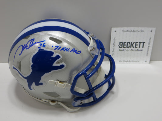 STEVE OWENS SIGNED DETROIT LIONS MINI HELMET w/71ALLPRO BAS