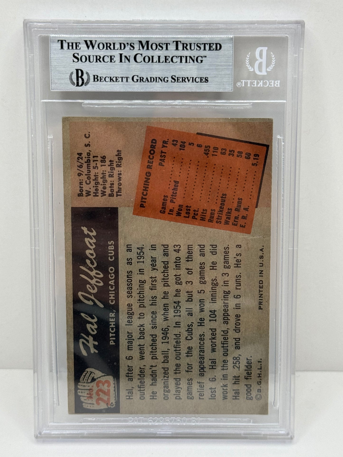 1955 Bowman Hal Jeffcoat #223 Auto Beckett Authentic Deceased in 2007