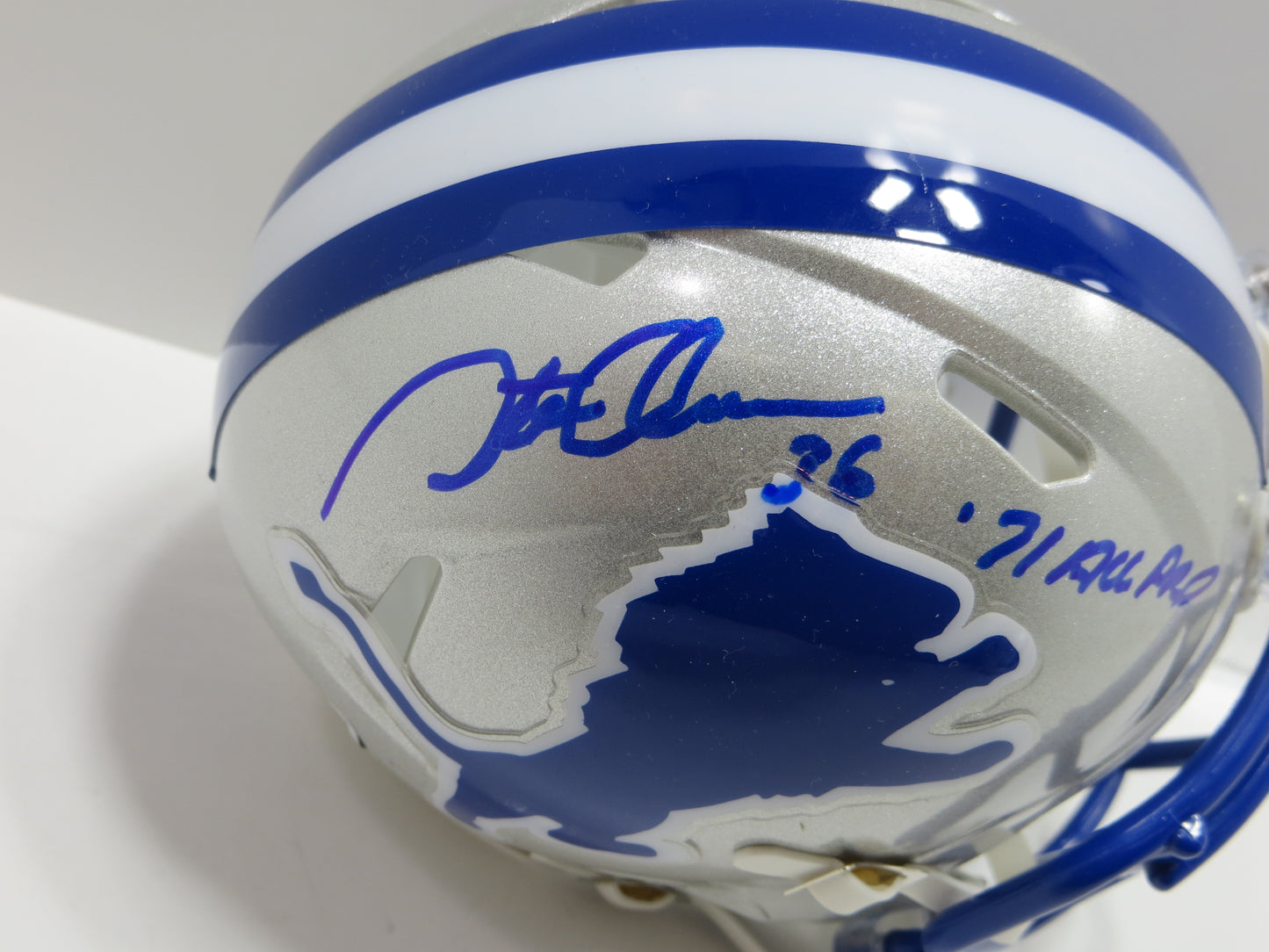 STEVE OWENS SIGNED DETROIT LIONS MINI HELMET w/71ALLPRO BAS