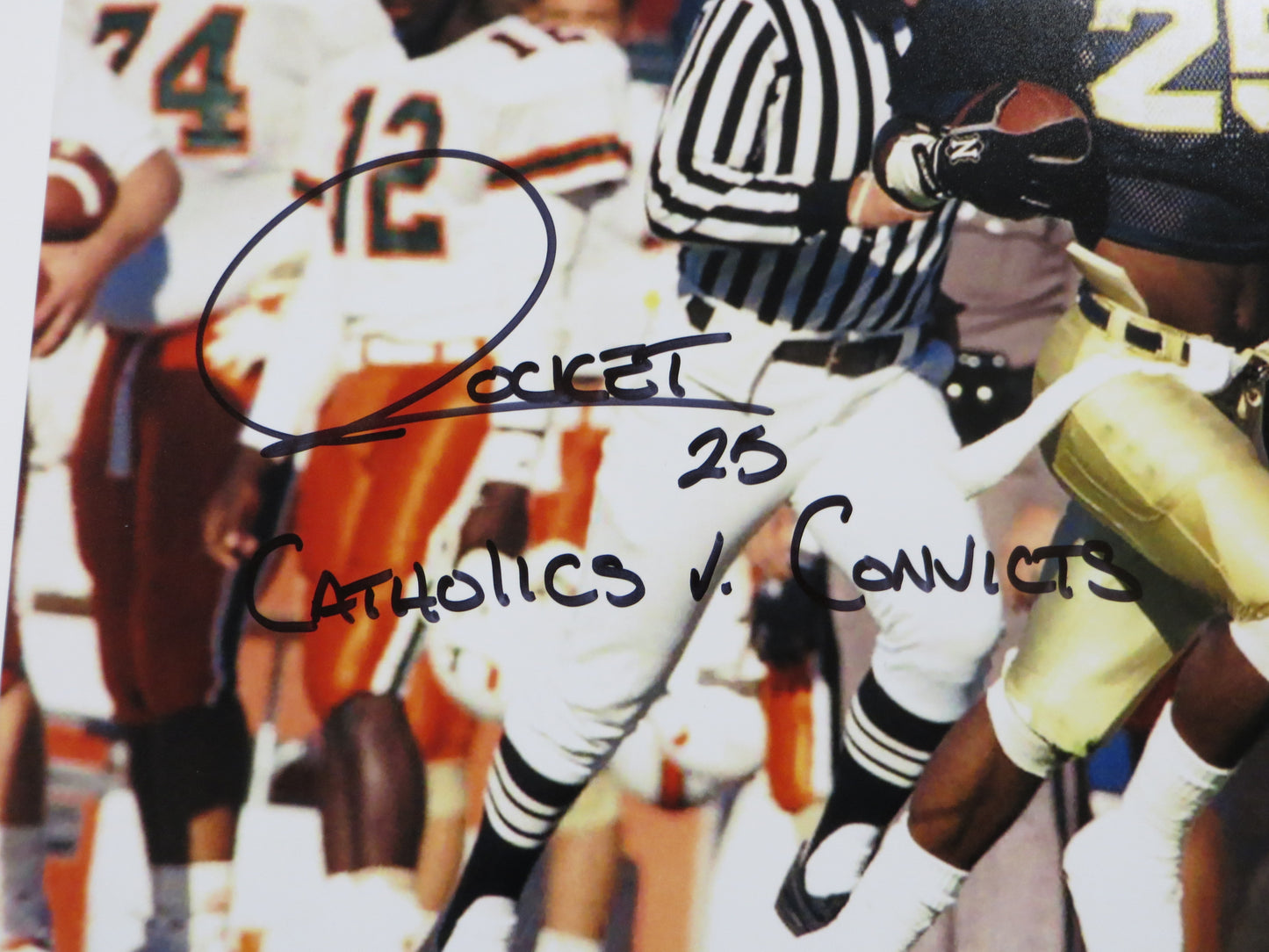 RAGHIB Rocket ISMAIL Notre Dame vs Miami SIGNED 16x20 Catholics v Convicts BAS