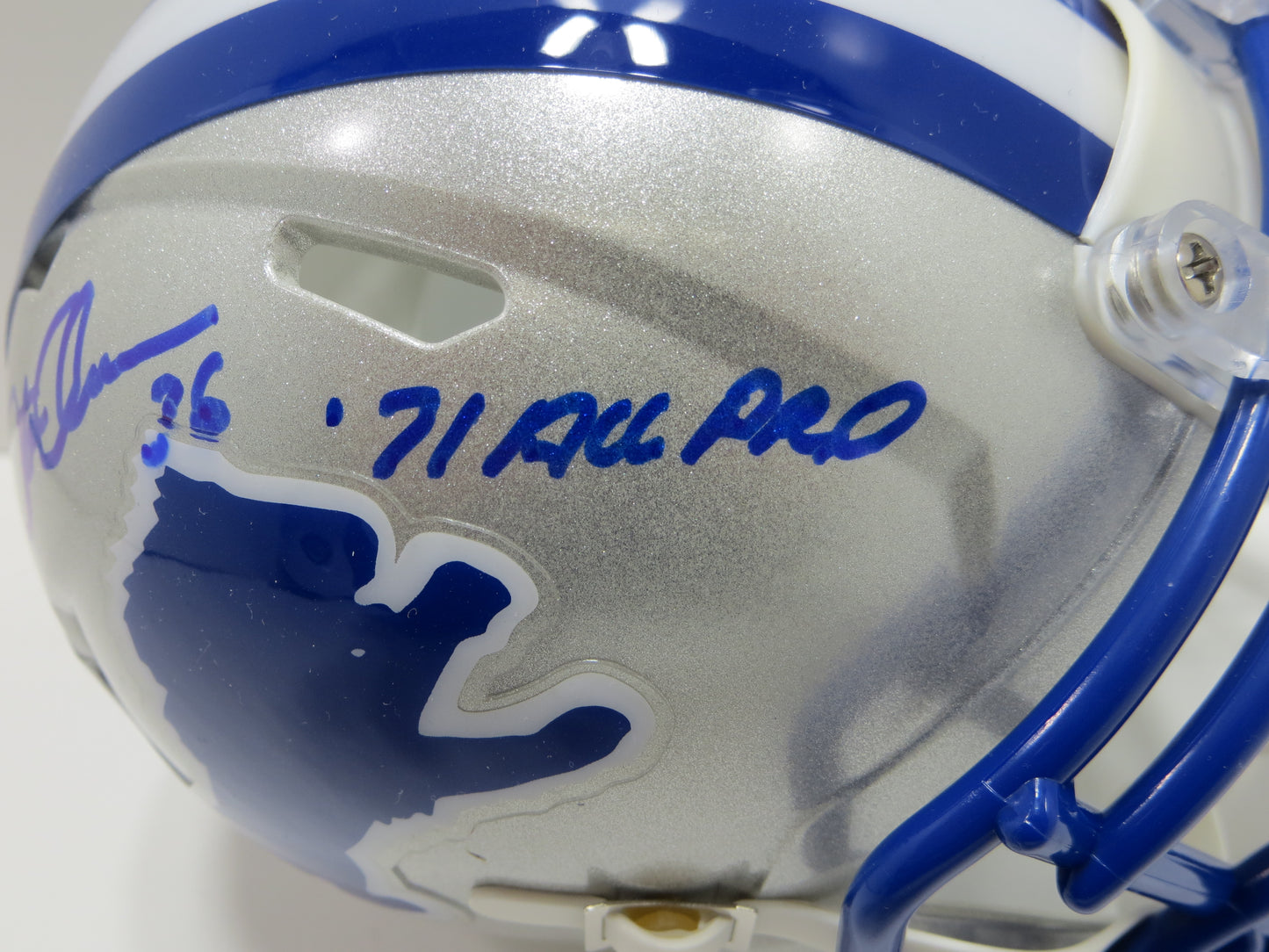 STEVE OWENS SIGNED DETROIT LIONS MINI HELMET w/71ALLPRO BAS