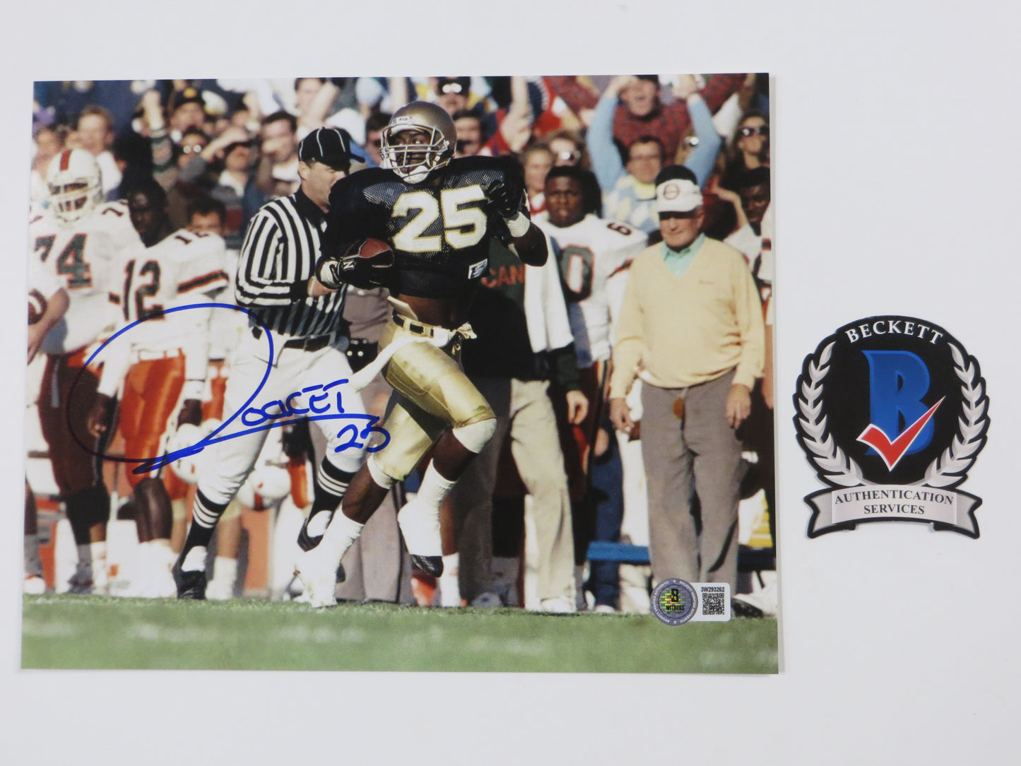 RAGHIB ROCKET ISMAIL SIGNED 8x10 NOTRE DAME IRISH vs MIAMI PHOTO BAS COA