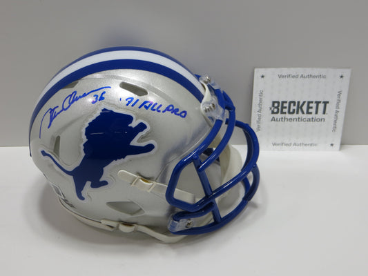 STEVE OWENS SIGNED DETROIT LIONS MINI HELMET w/71ALLPRO BAS