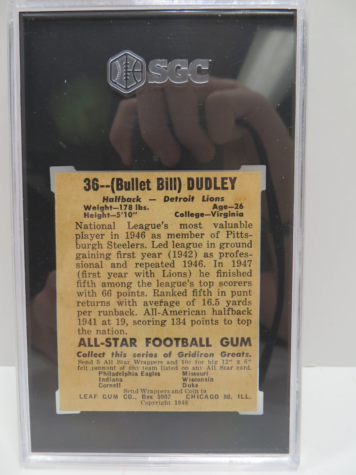 1948 Leaf Gum Co. Bill Dudley 36 SGC 4