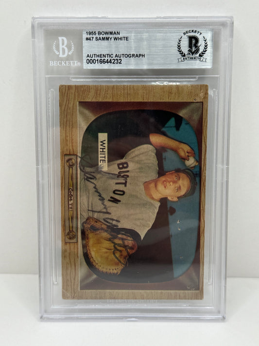 1955 Bowman Sammy White #47 Auto Beckett Authentic Deceased in 1991