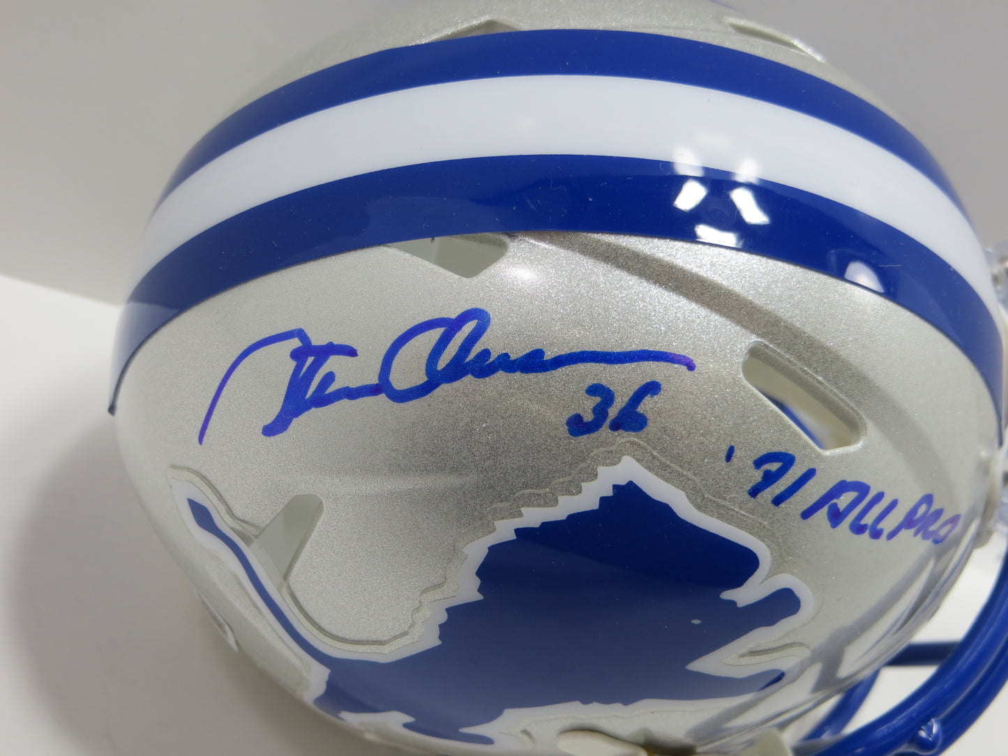 STEVE OWENS SIGNED DETROIT LIONS MINI HELMET w/71ALLPRO BAS