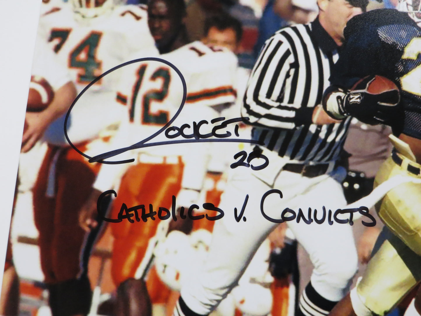 RAGHIB Rocket ISMAIL Notre Dame vs Miami SIGNED 16x20 Catholics v Convicts BAS