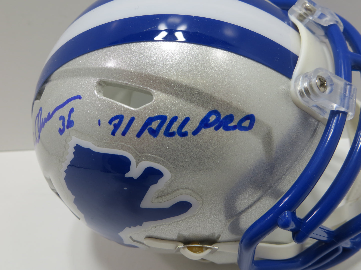 STEVE OWENS SIGNED DETROIT LIONS MINI HELMET w/71ALLPRO BAS
