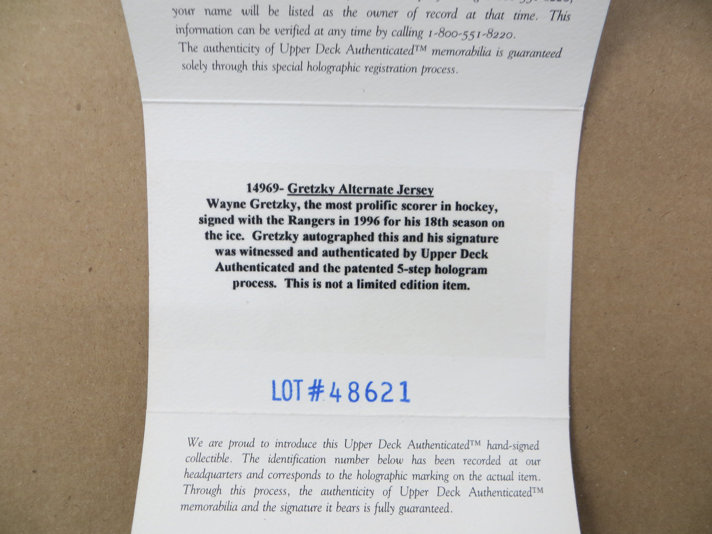 WAYNE GRETZKY SIGNED New York Rangers AUTHENTIC JERSEY Fight Strap NWT UDA BOX