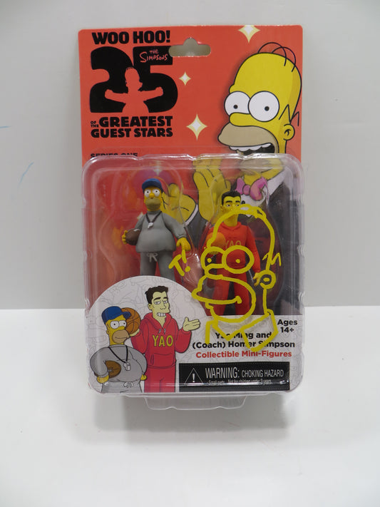 TONE RODRIGUEZ SIGNED SKETCHED Yao Ming & Homer SIMPSONS FIGURINE