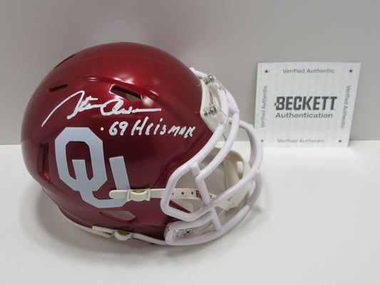 STEVE OWENS SIGNED OKLAHOMA OU SOONERS MINI HELMET w/69 Heisman BAS