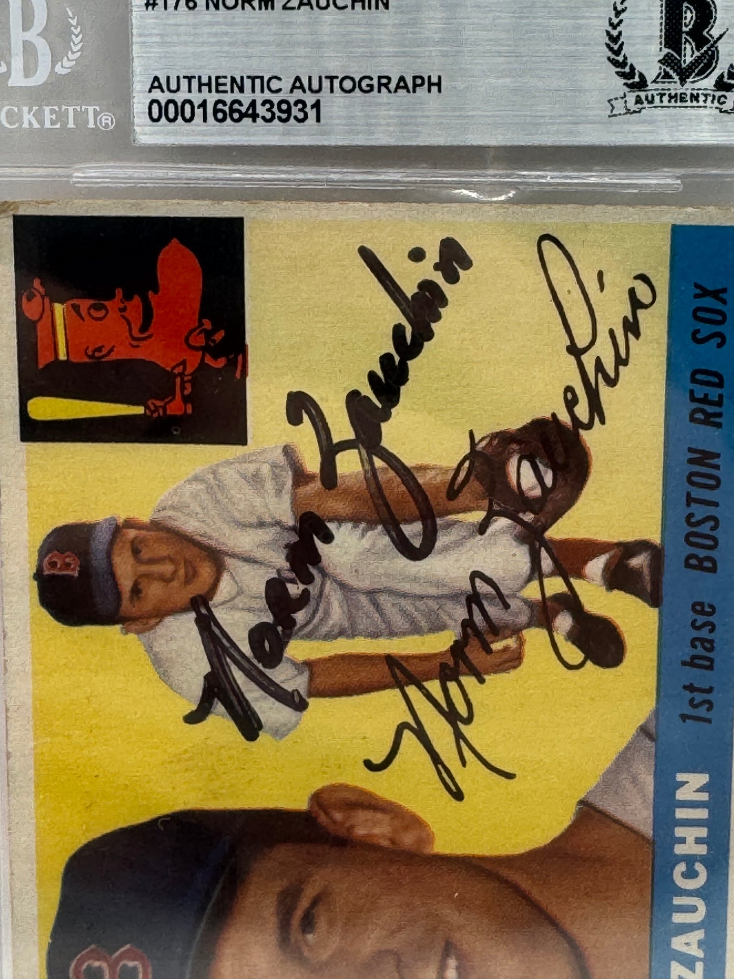 1955 Topps  Norm Zauchin #176 Auto Beckett Authentic Deceased in 1999