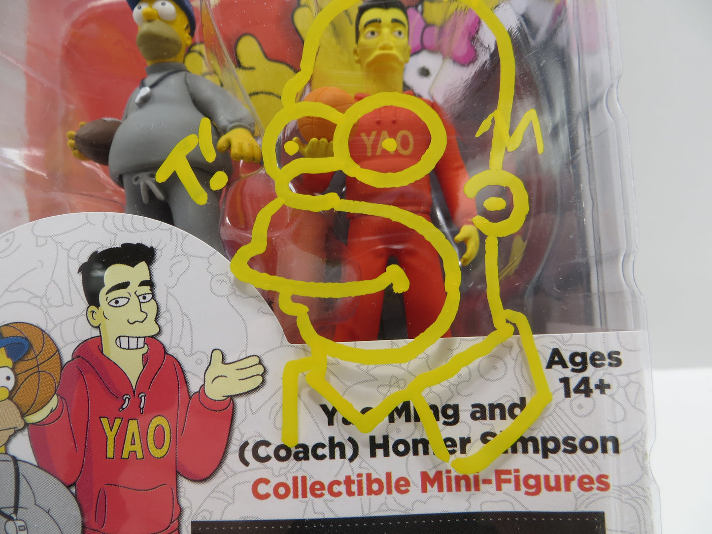 TONE RODRIGUEZ SIGNED SKETCHED Yao Ming & Homer SIMPSONS FIGURINE