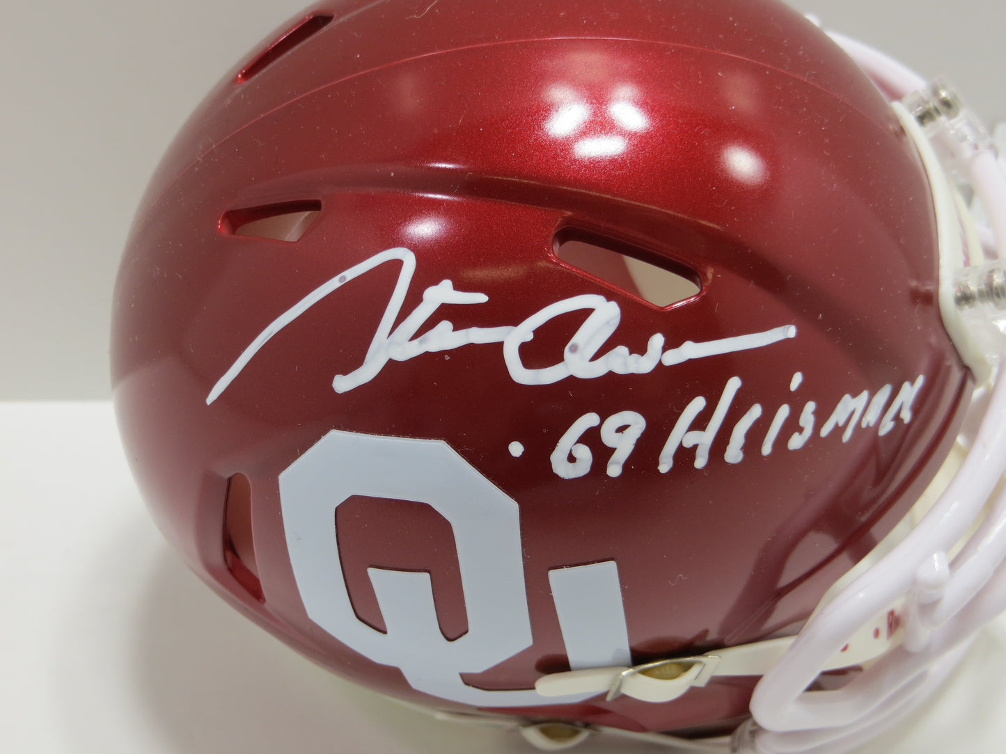STEVE OWENS SIGNED OKLAHOMA OU SOONERS MINI HELMET w/69 Heisman BAS