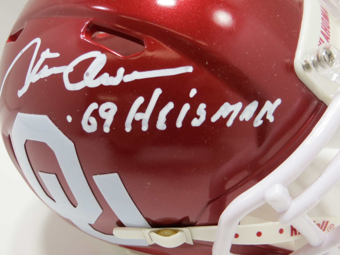 STEVE OWENS SIGNED OKLAHOMA OU SOONERS MINI HELMET w/69 Heisman BAS