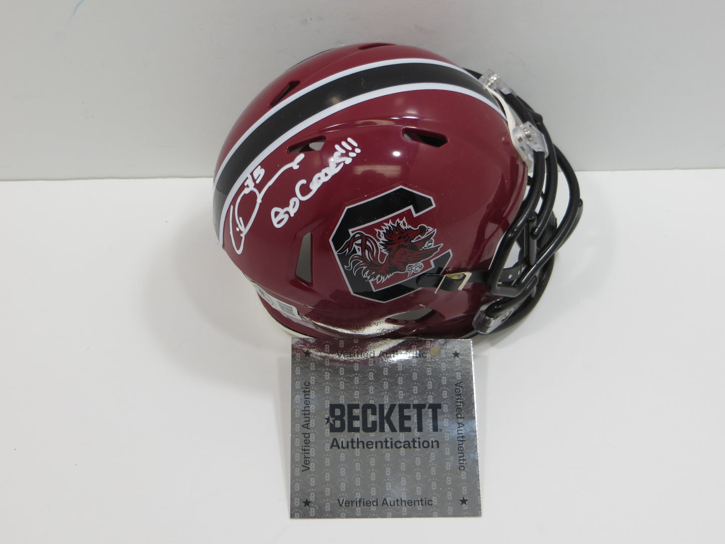 RICO DOWDLE SIGNED SOUTH CAROLINA GAMECOCKS Riddell MINI HELMET Cowboys BAS