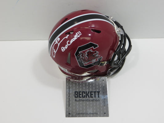 RICO DOWDLE SIGNED SOUTH CAROLINA GAMECOCKS Riddell MINI HELMET Cowboys BAS