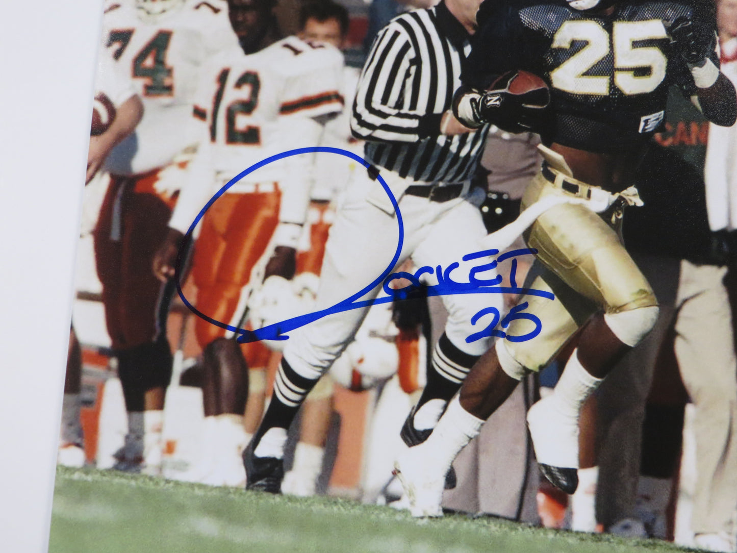 RAGHIB ROCKET ISMAIL SIGNED 8x10 NOTRE DAME IRISH vs MIAMI PHOTO BAS COA
