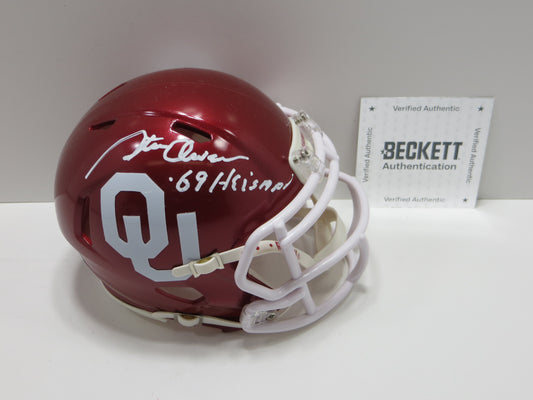 STEVE OWENS SIGNED OKLAHOMA OU SOONERS MINI HELMET w/69 Heisman BAS