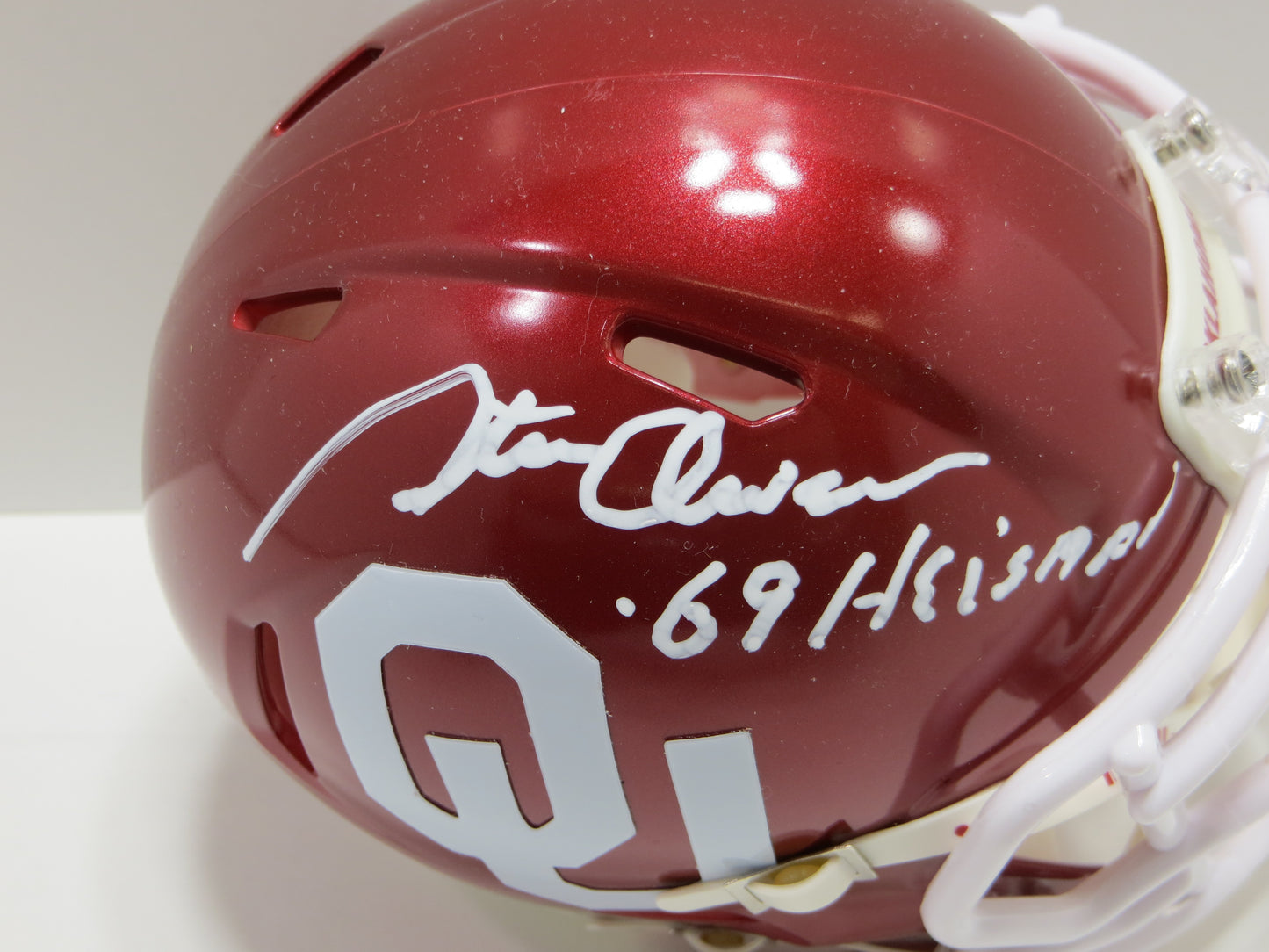STEVE OWENS SIGNED OKLAHOMA OU SOONERS MINI HELMET w/69 Heisman BAS
