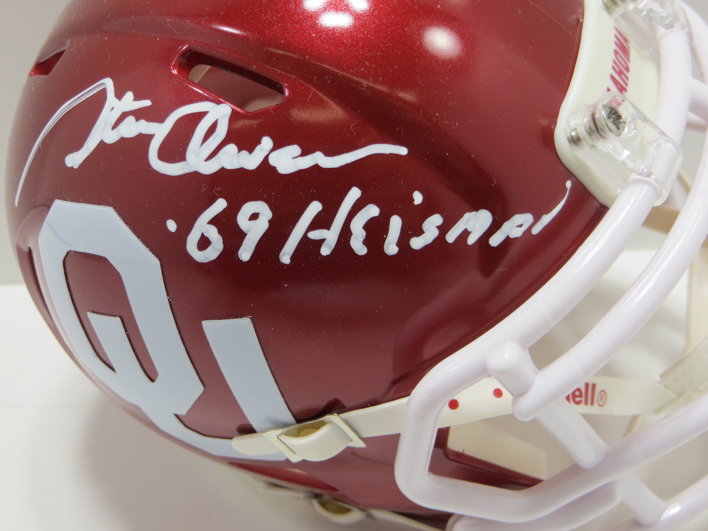 STEVE OWENS SIGNED OKLAHOMA OU SOONERS MINI HELMET w/69 Heisman BAS