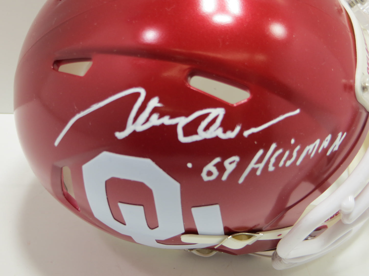 STEVE OWENS SIGNED OKLAHOMA OU SOONERS MINI HELMET w/69 Heisman BAS