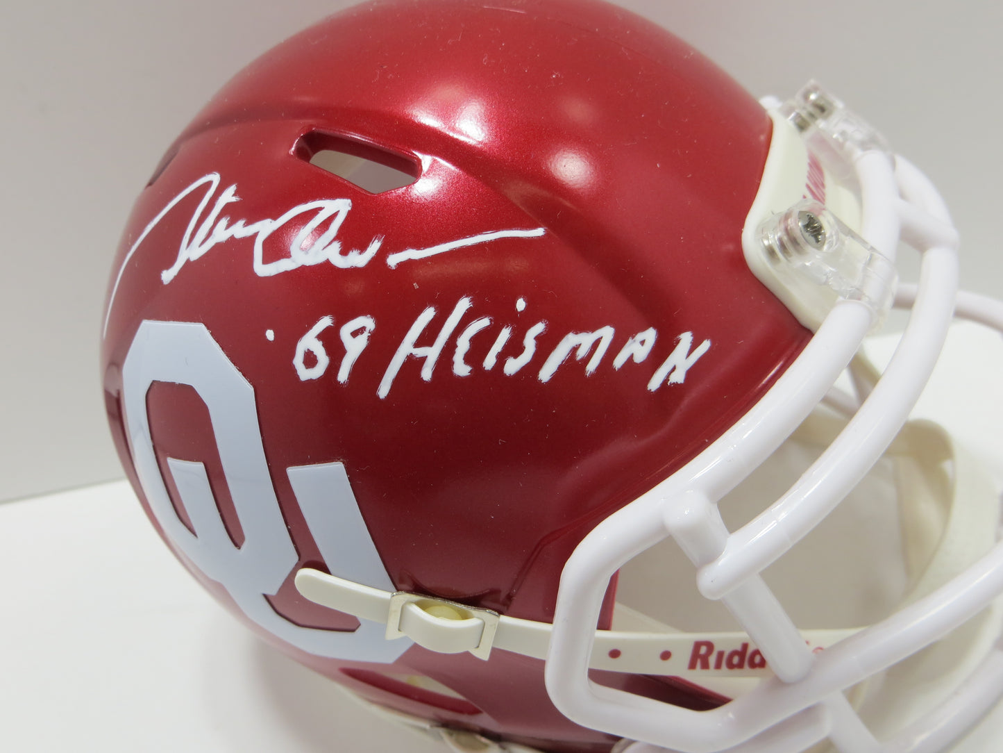 STEVE OWENS SIGNED OKLAHOMA OU SOONERS MINI HELMET w/69 Heisman BAS
